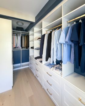 Professional walk-in closet installation in Toronto home with custom drawers - ClosetFitter Solutions