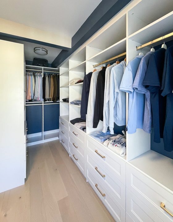 Professional walk-in closet installation in Toronto home with custom drawers - ClosetFitter Solutions